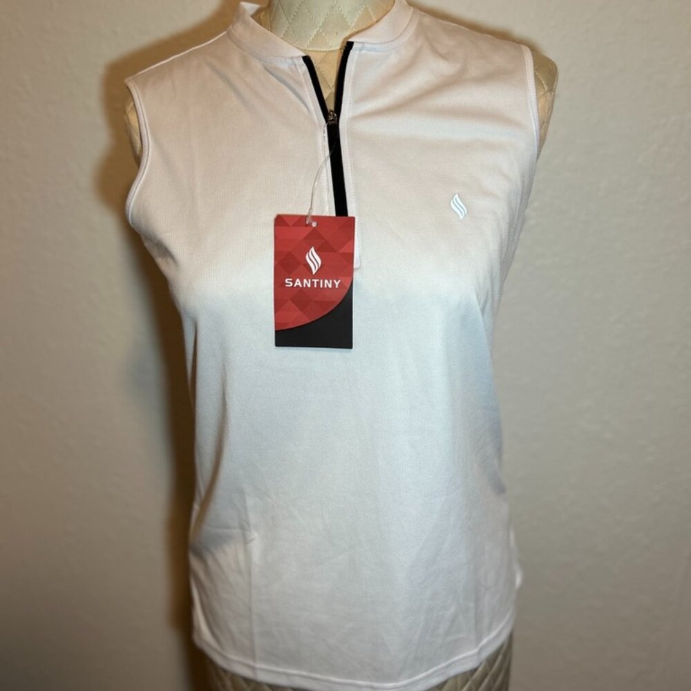 SANTINY Women's Sleeveless Golf Workout Tennis Shirt Tank Top White, Size S